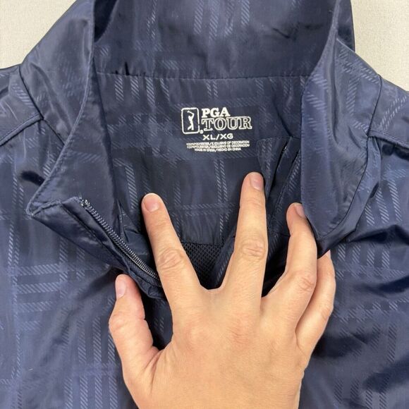 PGA Tour Windbreaker Jacket Mens X-Large Navy Blue Half Zip - Picture 2 of 8